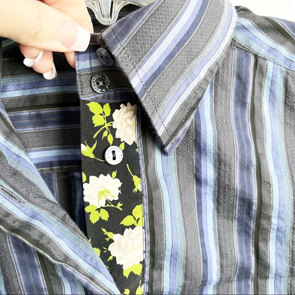 Dolce & Gabbana Y2K 2000’s Striped Floral Button Down Blouse 38 - Picture 3 of 11